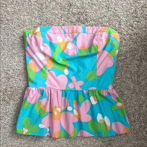 Lilly Pulitzer Strapless Top in Pink, Blue, and Green